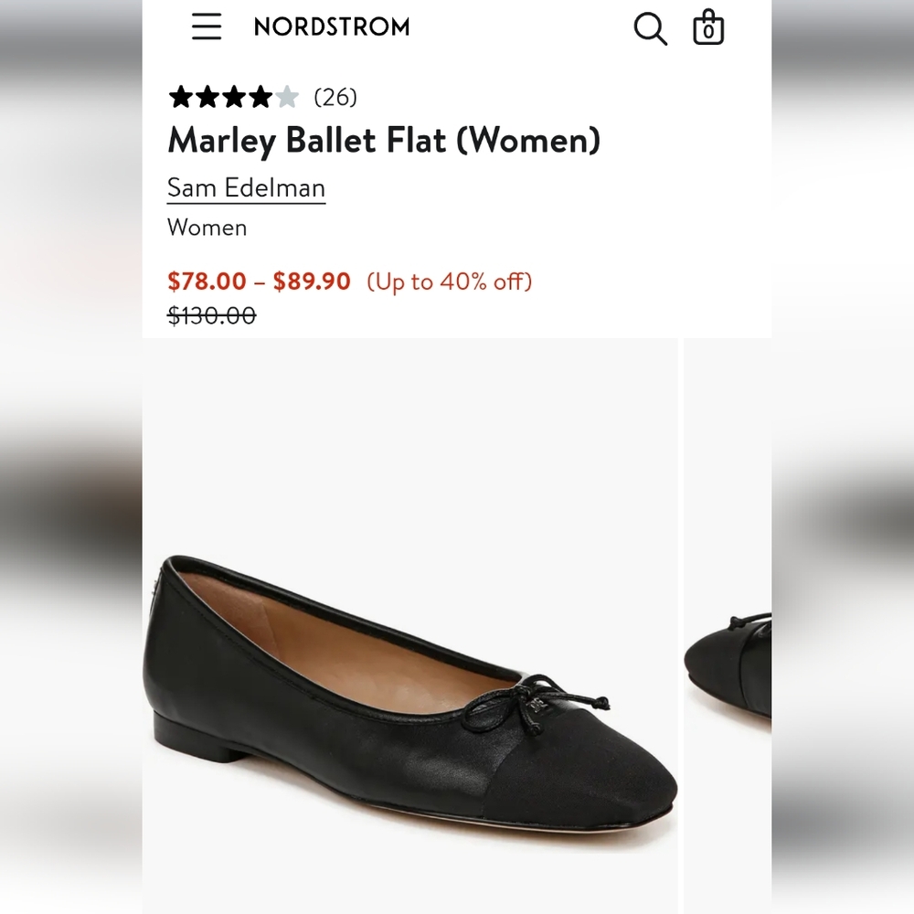 Sam Edelman Marley Black Leather Flats  Size US 8.5